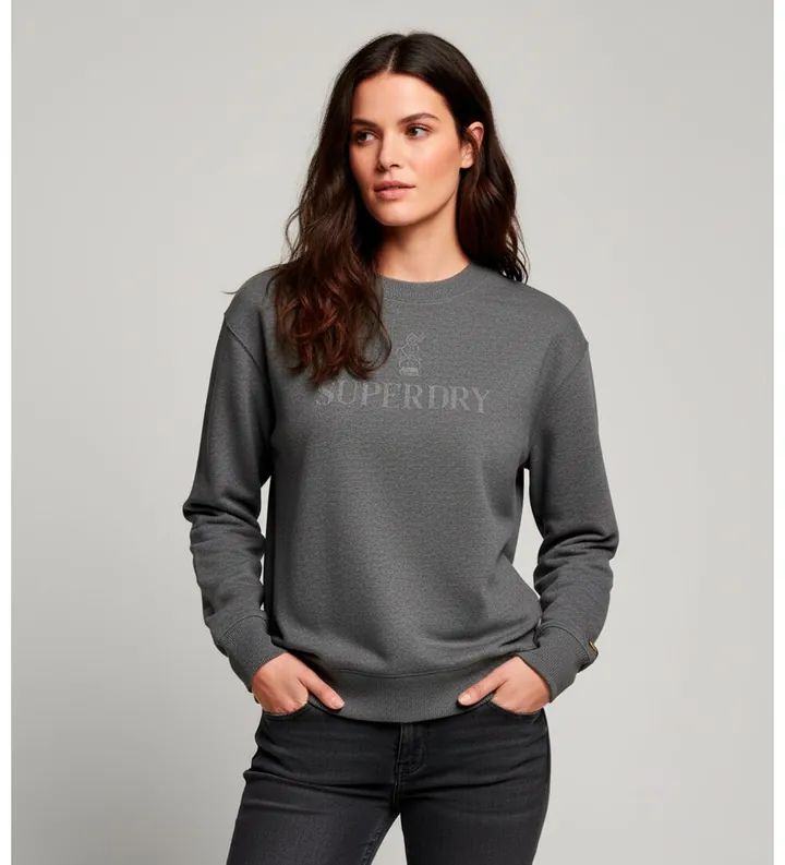 Superdry para mujer. W2012453A Sudadera Bristish gris (XS), Casual, Algodón, Poliéster Reciclado