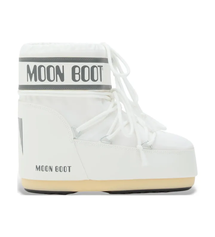 Moon Boot unisex. 80D1409340 Botines Icon Low Nylon blanco (42/44), Plano, Cordones, Casual