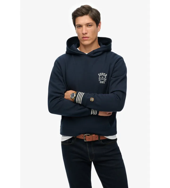 Superdry para hombre. M2014280A Sudadera Athletic Club Hood verde (L), Casual, Algodón, Manga larga, Marino