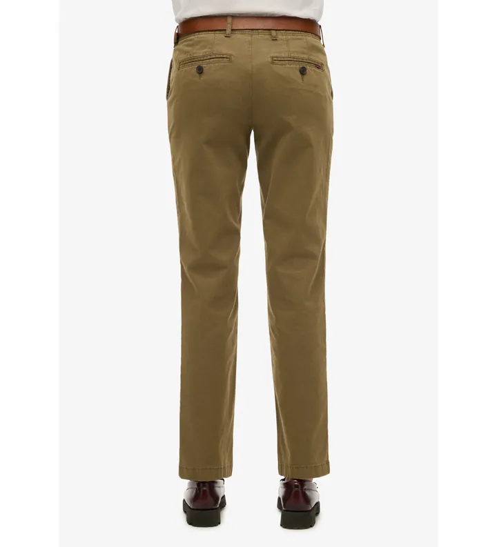 Superdry para mujer. W7011218A Pantalón chino de tiro medio marrón (26/30), Casual, Algodón