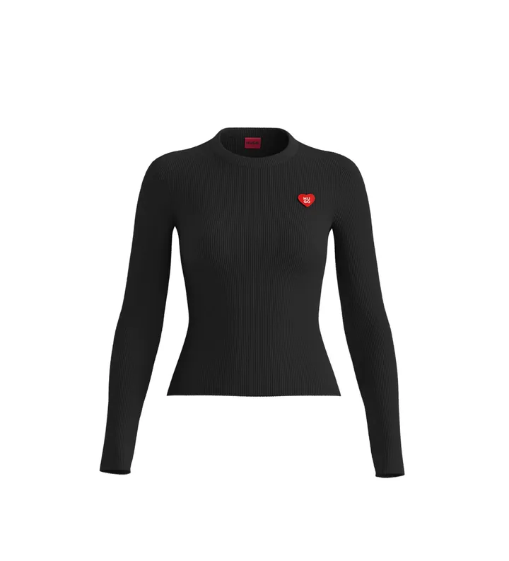 HUGO para mujer. 50554317 Camiseta Sarpha negro (L), Casual, Algodón, Manga larga
