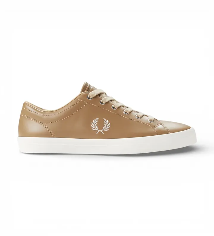 Fred Perry para hombre. B1306-363 Zapatillas de Piel Baseline marrón (41), Plano, Cordones, Casual