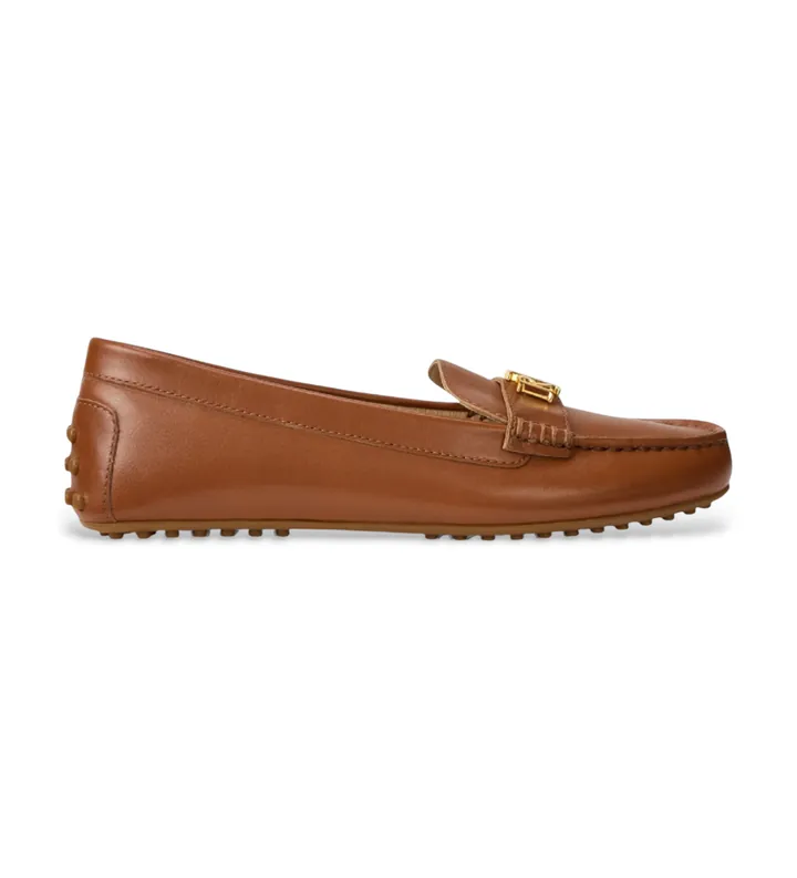 Lauren Ralph Lauren para mujer. 802P09040002 Mocasines de Piel Barnsbury marrón (38.5), Plano, Ninguno, Casual, Clásico