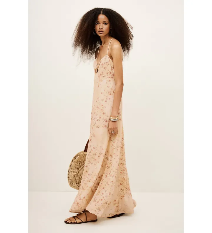 BA&SH para mujer. 1E26NATZ Vestido Natz floral (34), Casual, Viscosa, Sin mangas / Tirantes