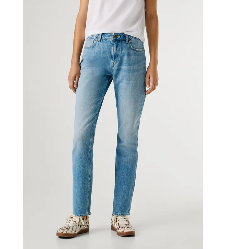 Pepe Jeans para mujer. PL20459182VC Jeans Tapered Violet azul (24/30), Casual, Algodón, Denim