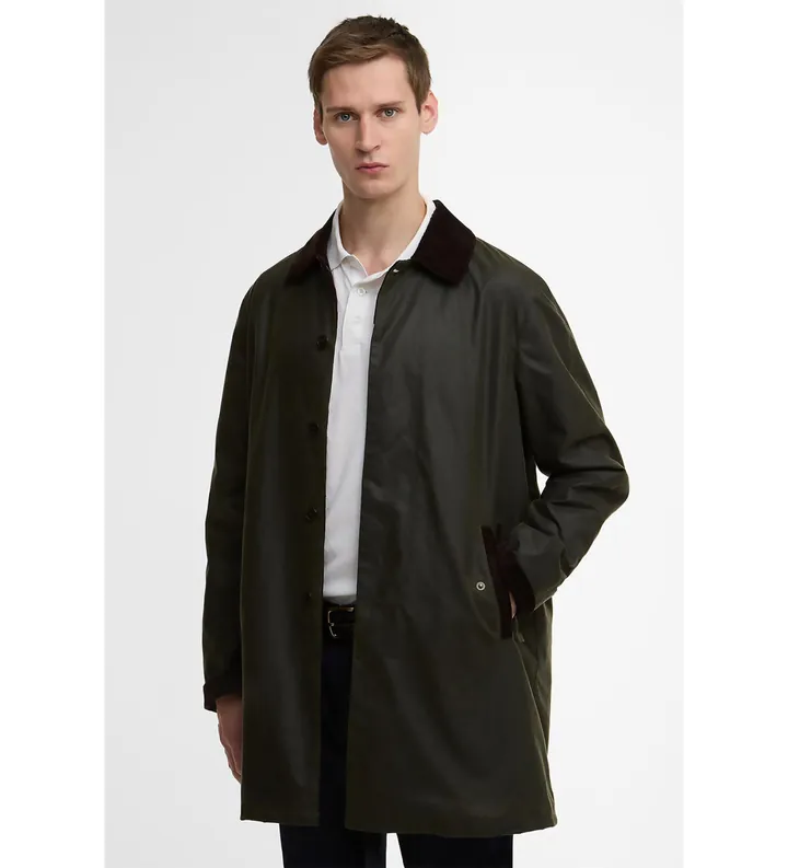 Baracuta para hombre. BRCPS1157UT2743 Abrigo Encerado Barbour x Tyne verde oscuro (M), Casual, Algodón