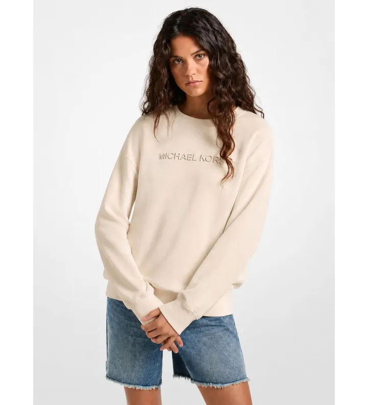 Michael Kors para mujer. MR651Z64MY Sudadera de algodón con logotipo en relieve blanco roto (M), Casual