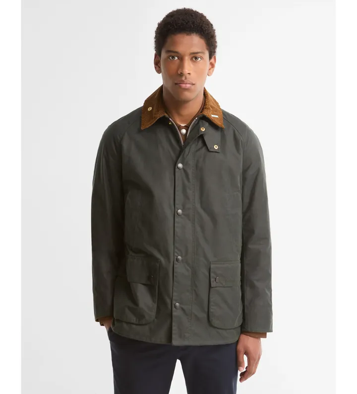 Barbour para hombre. MWX2588 Chaqueta Icons Ashby Wax verde (L), Casual, Algodón
