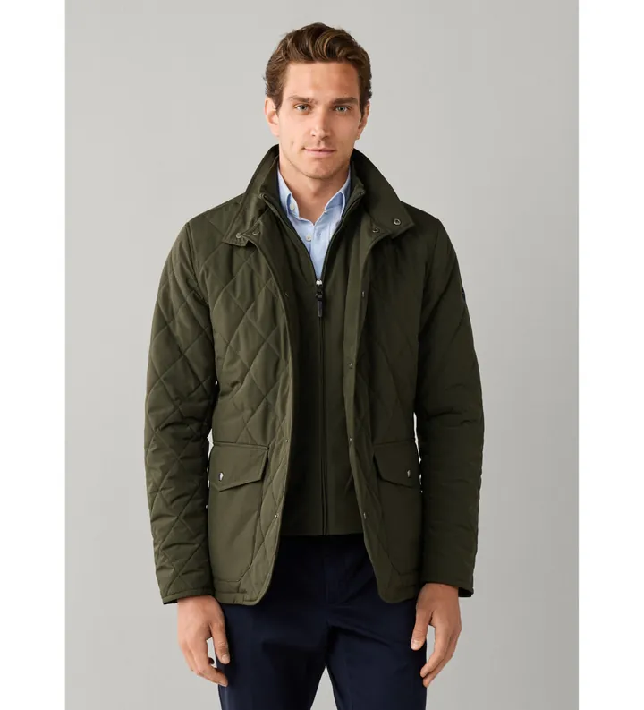 Hackett London para hombre. HM4000242 Chaqueta Paddock verde (L), Casual, Poliéster