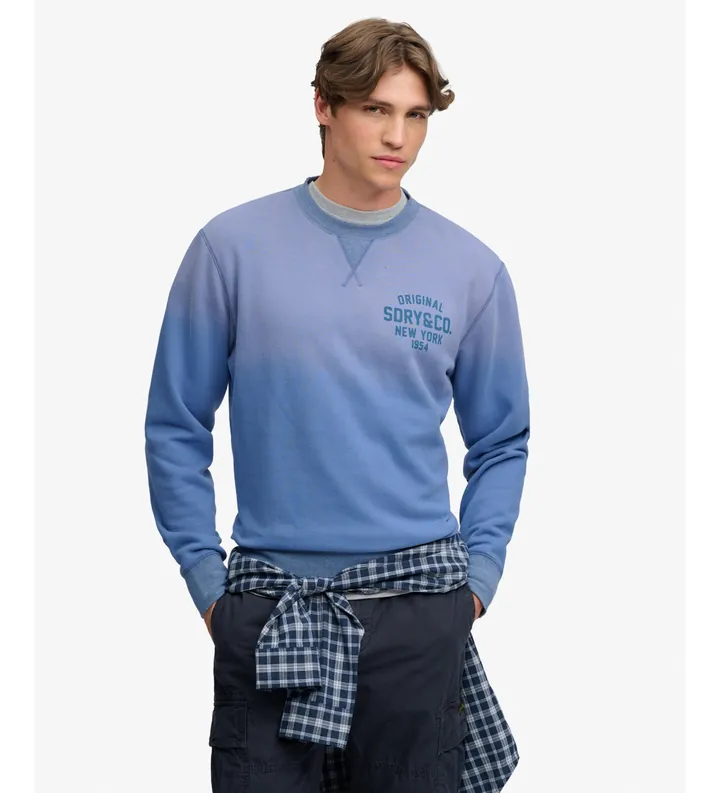 Superdry para hombre. M2014563A Sudadera Block Text azul (L), Casual, Algodón