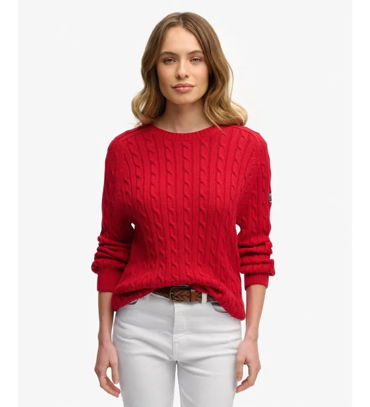 Superdry para mujer. W6110610A Jersey Slouchy Cable rojo (L), Casual, Tela