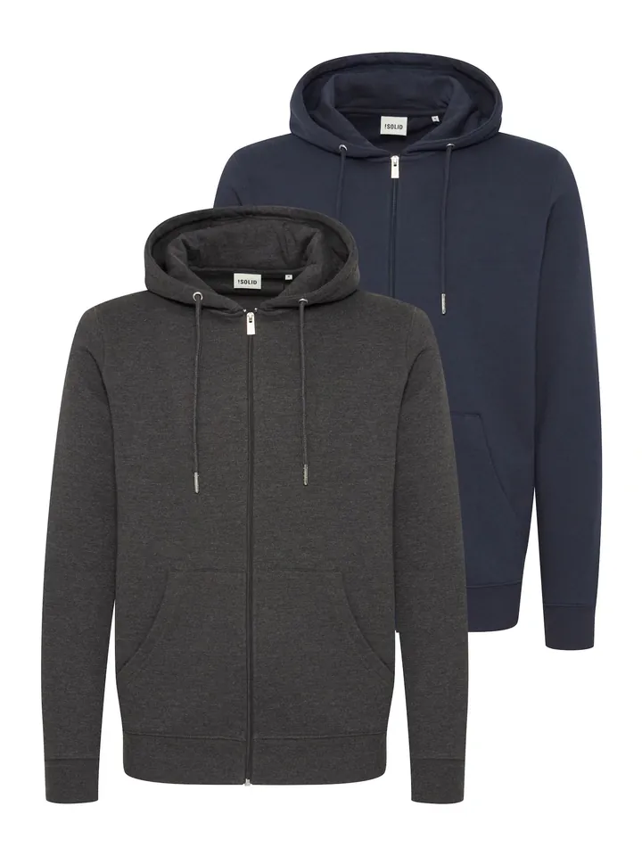 !Solid Sudadera con cremallera 'Colineareg'  azul oscuro / negro moteado