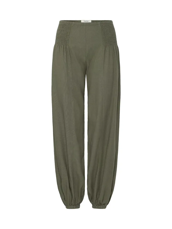 Oxmo Pantalón ' OXNInna Linen Mix Relaxed Fit ' verde oscuro