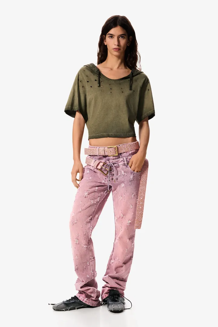 Desigual, Pantalón vaquero Masha Popova, Mujer, Algodon, Rojo, 34