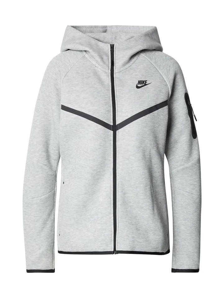 Nike Sportswear Sudadera con cremallera 'Tech Fleece 2' gris claro / negro