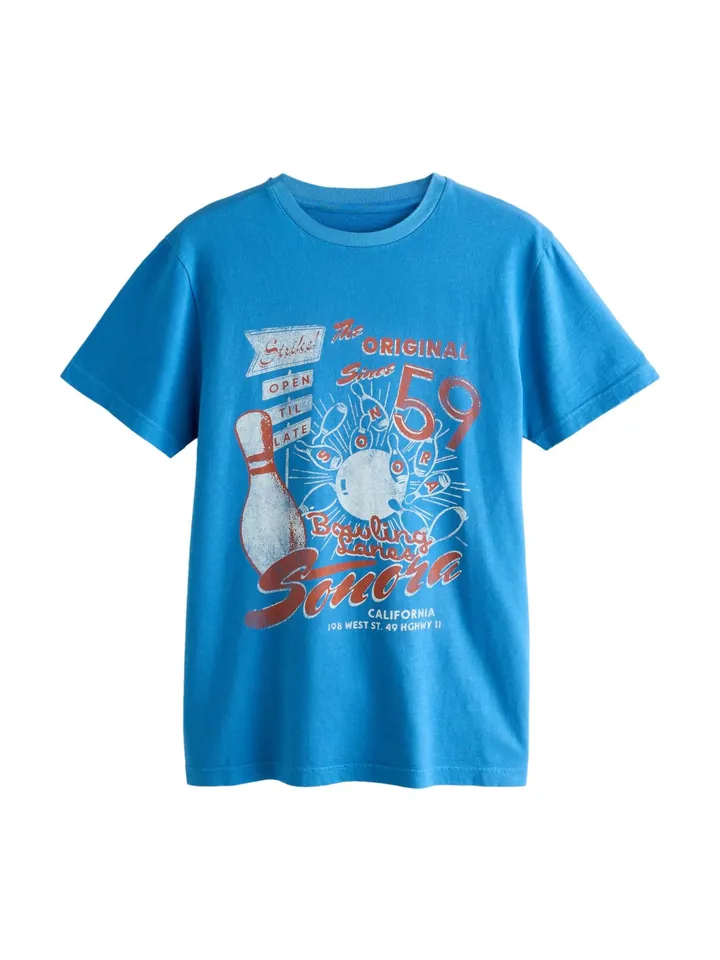 Next Camiseta azul oscuro / cognac / offwhite