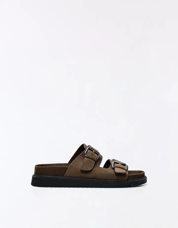 Bershka Sandalia Hebillas Hombre 39 Chocolate