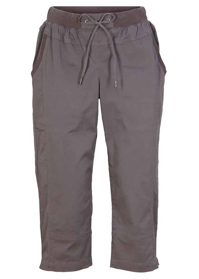 Pantalón capri de mezcla de algodón con cordón