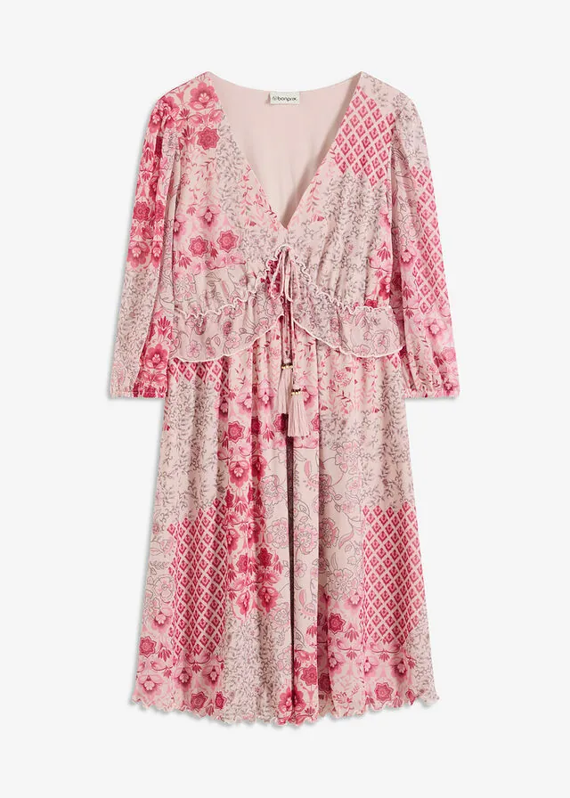 Vestido tipo túnica de malla estampada