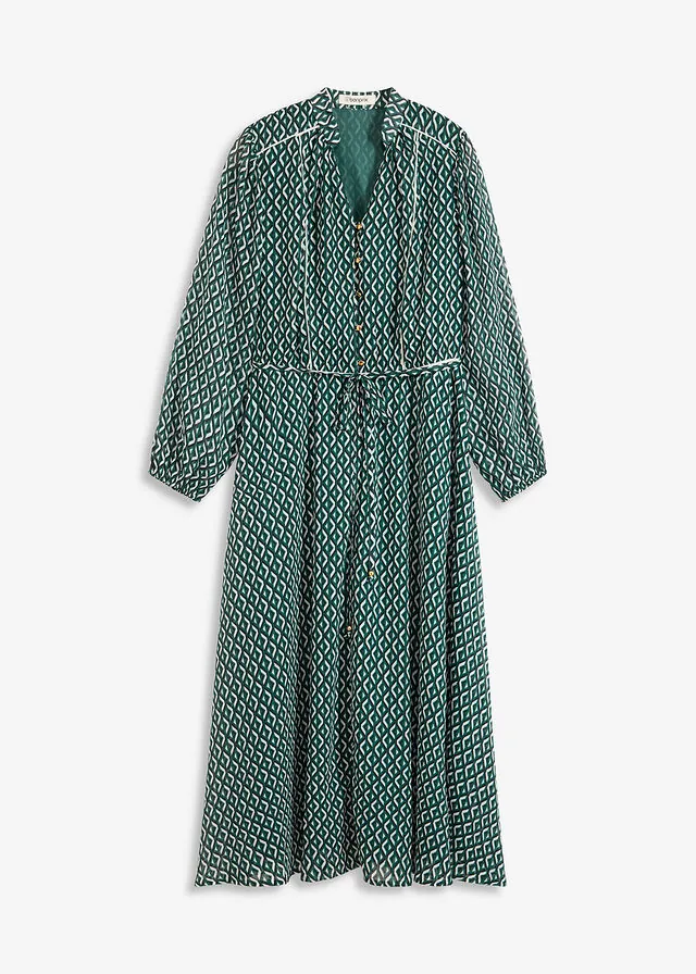 Vestido de gasa con ribete en contraste