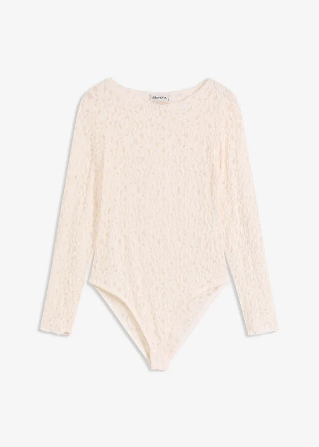 Body de encaje con superficie mullida