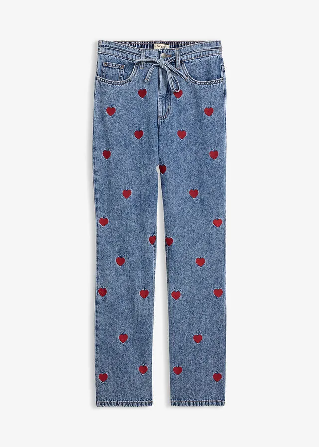 Vaqueros loose, straight, high waist, de algodón
