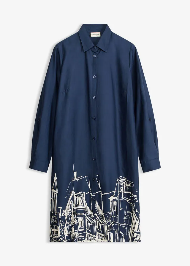 Vestido camisero de popelín de algodón