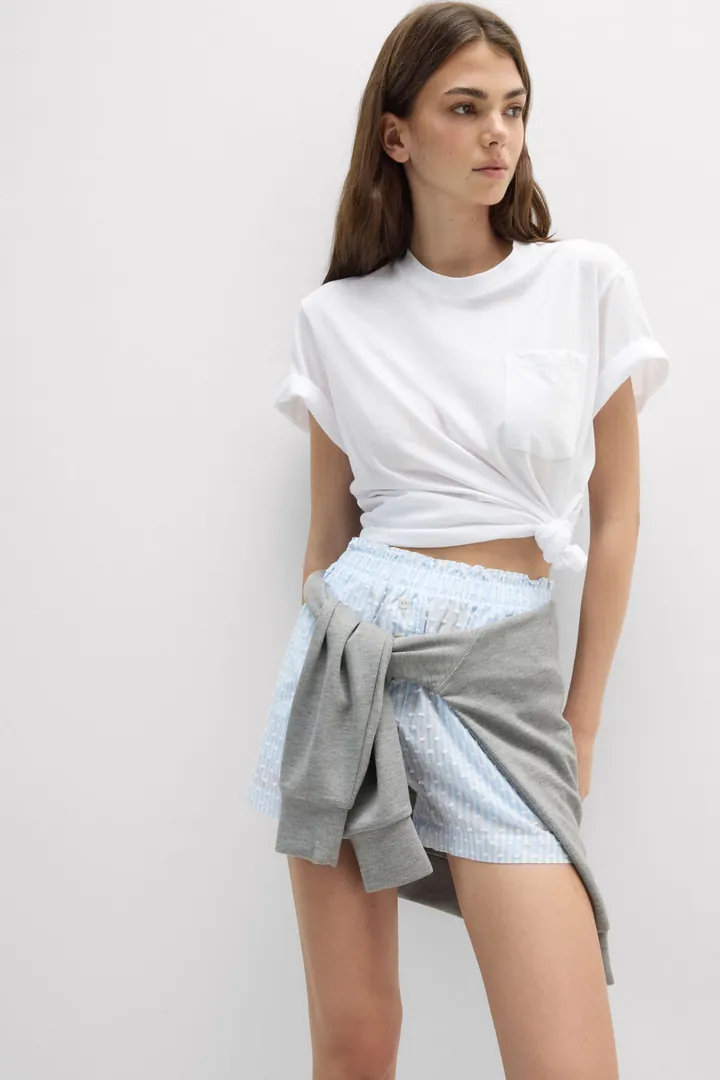 Intimissimi Camiseta de Manga Corta con Bolsillo de Algodón Ultrafresh Mujer Azul Tamaño L