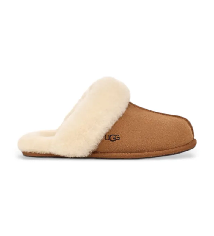 UGG para mujer. 1106872 Zapatillas de piel Scuffette II marrón (36), Plano, Homewear