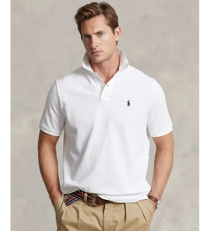 Polo Ralph Lauren para hombre. 710666997001 Polo Basic blanco (L), Casual, Algodón, Manga corta