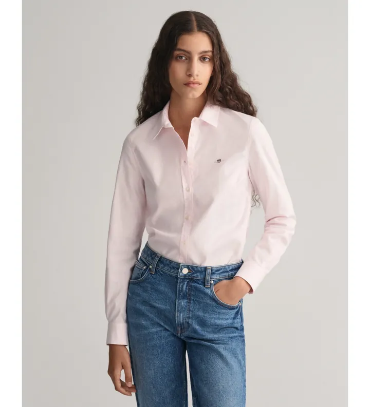 Gant para mujer. 4300141 Camisa Oxford Slim Fit elástica rosa (34), Algodón, Manga larga