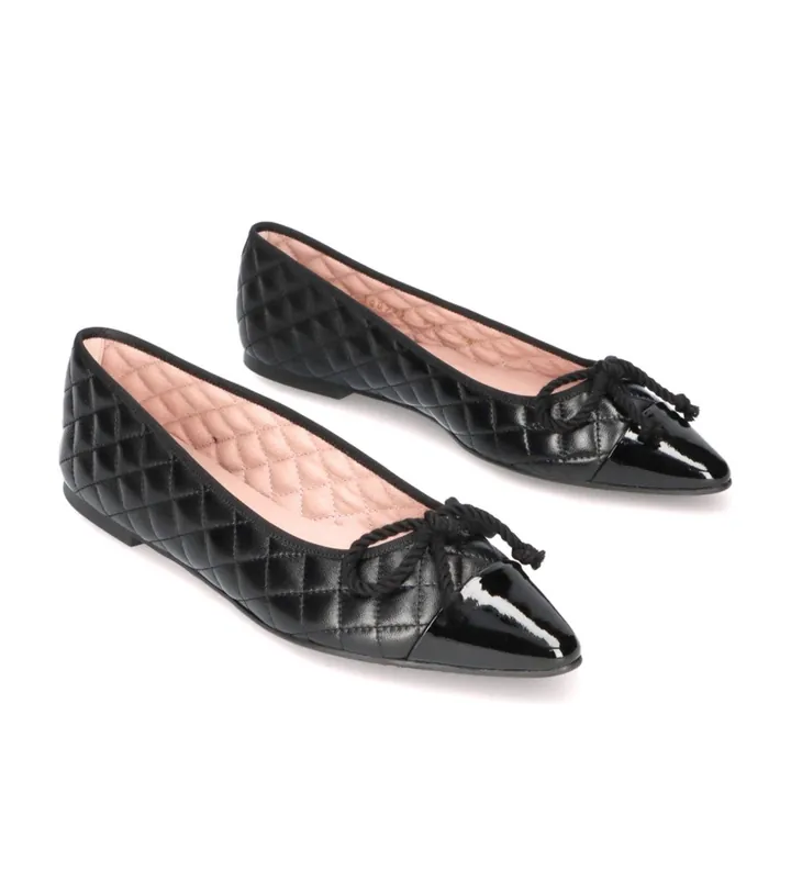 Pretty Ballerinas para mujer. 49569 Manoletinas de piel Tyra negro (36), Plano, Ninguno, Casual