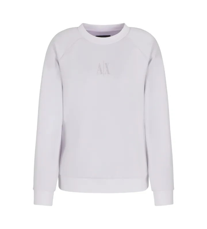 A|X Armani Exchange para mujer. XW000826AF13397U0002 Sudadera tipo crewneck con logo blanco (L), Casual, Deportivo, Multideporte, Viscosa