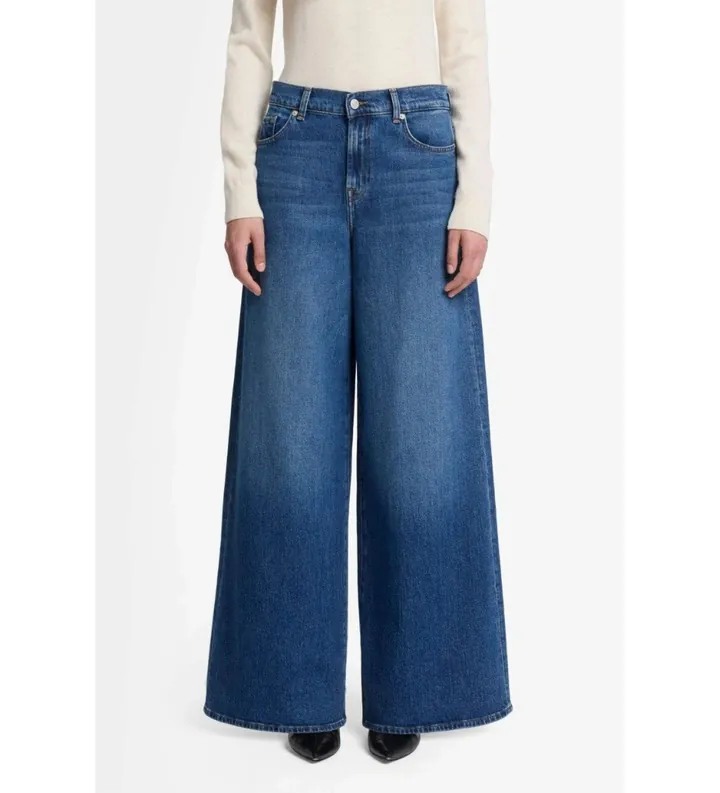 7 For All Mankind para mujer. 7UL60C101BH Jeans Marie Wide Leg Artifact azul (25), Casual, Algodón, Denim