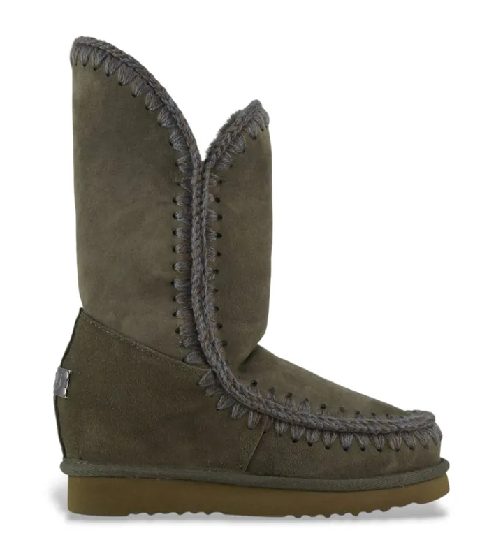 Mou para mujer. MU.FW121001A Botas de piel Eskimo inner wedge tall verde (40), 3 a 5cm, Ninguno, Casual