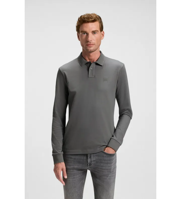 BOSS para hombre. 50507704 Polo Slim Fit Piqué gris (XS), Casual, Algodón, Manga corta