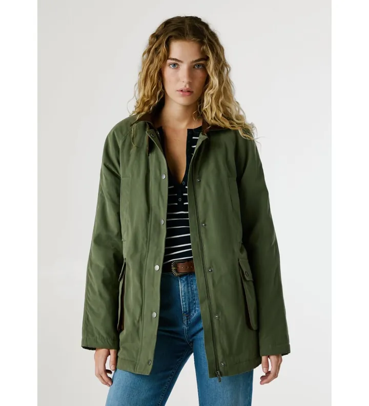 Pepe Jeans para mujer. PL4024352 Chaqueta Tess Verde (L), Casual, Poliéster