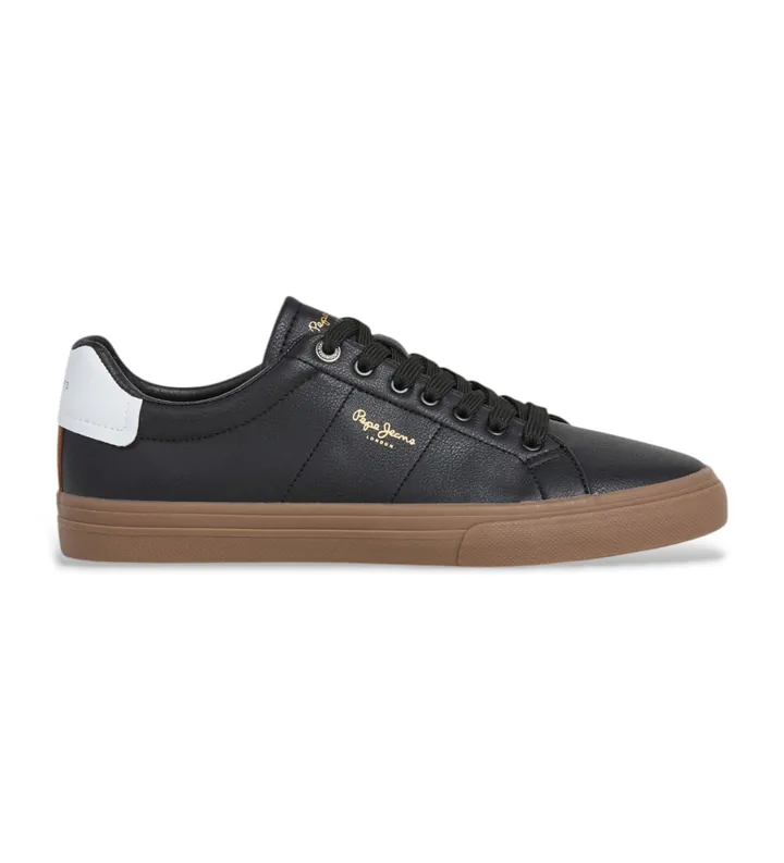 Pepe Jeans para hombre. PMS300003 Zapatillas Kenton Base negro (40), Piel, Plano, Cordones, Casual
