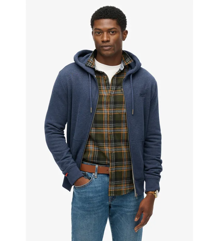 Superdry para hombre. M2014128A Sudadera Essential Zip marino (L), Casual, Algodón