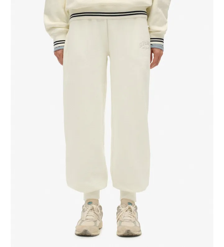 Superdry para mujer. W7011221A Pantalón Jogger Country Club Cuff blanco roto (L), Casual, Algodón