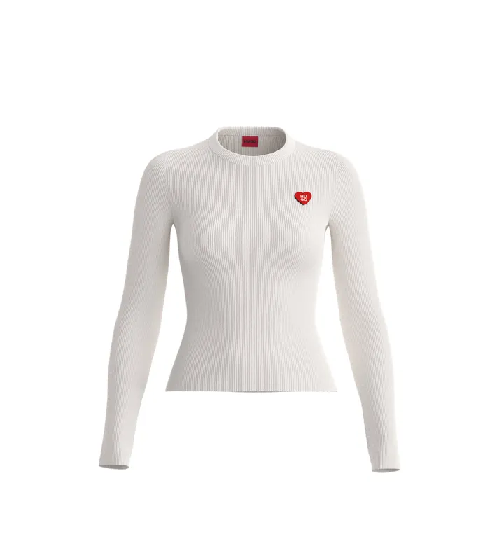 HUGO para mujer. 50554317 Camiseta Sarpha blanco (L), Casual, Algodón, Manga larga