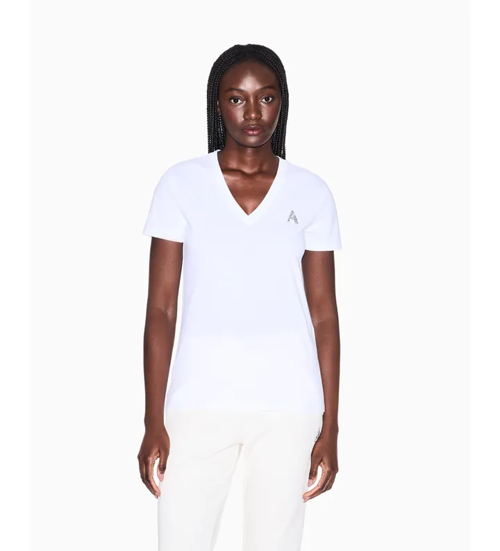 A|X Armani Exchange para mujer. XW002330AF10356U0002 Camiseta Casual blanco (L), Algodón, Manga corta