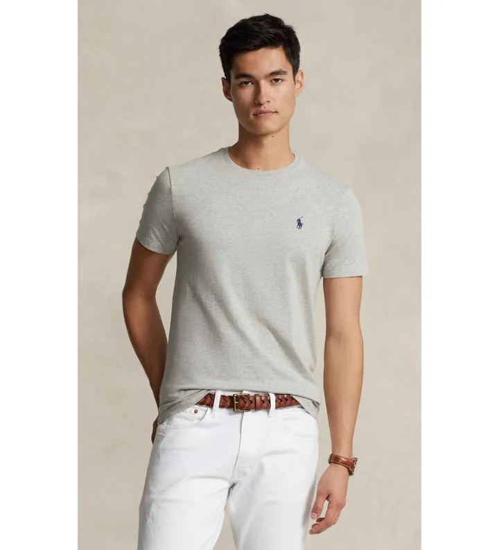 Polo Ralph Lauren para hombre. 710680785002 Camiseta de punto Custom Slim Fit gris (3XL), Casual, Algodón, Manga corta