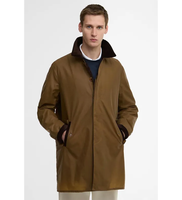 Baracuta para hombre. BRCPS1157UT2743 Abrigo Encerado Barbour x Tyne marrón (L), Casual, Algodón