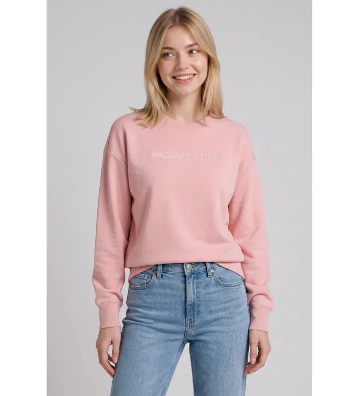 Michael Kors para mujer. MR651Z64MY Sudadera de algodón con logotipo en relieve rosa (M), Casual