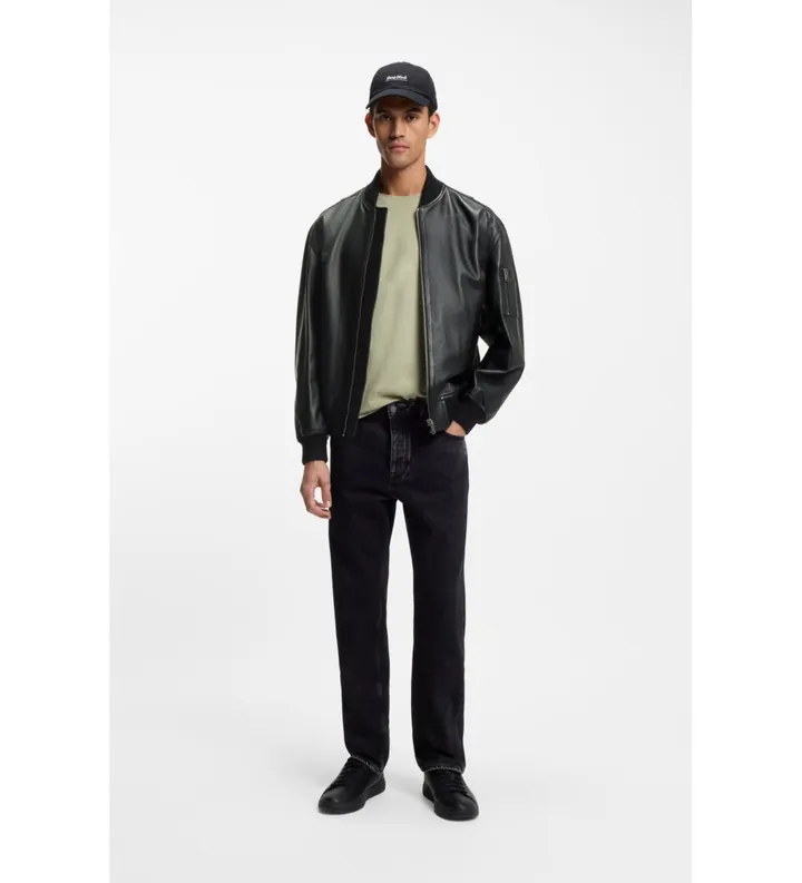 BOSS para hombre. 50552151 Chaqueta Bomber negro (46), Casual, Poliéster
