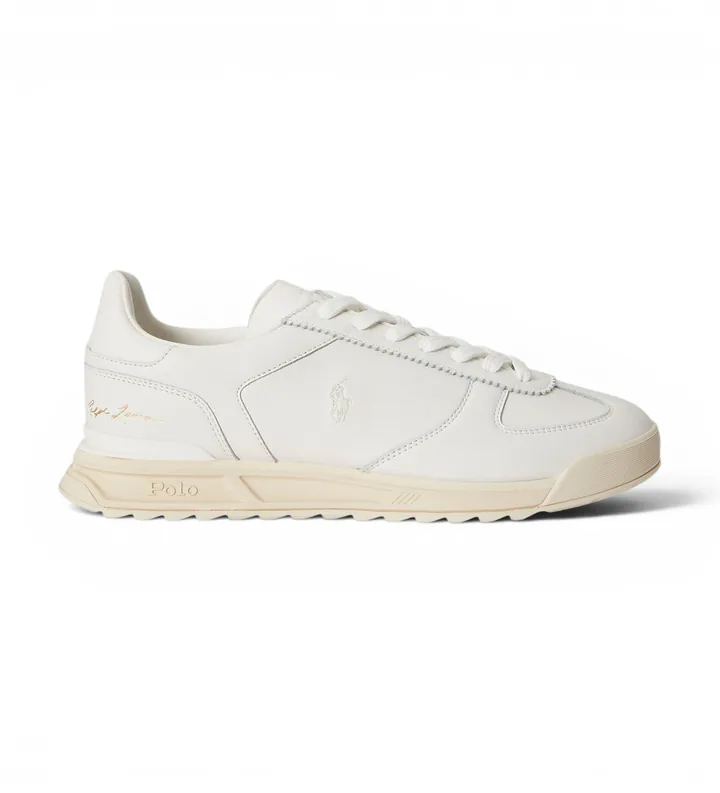 Polo Ralph Lauren para hombre. 809P13089001 Zapatillas de Piel Varick blanco (40), Plano, Cordones, Casual