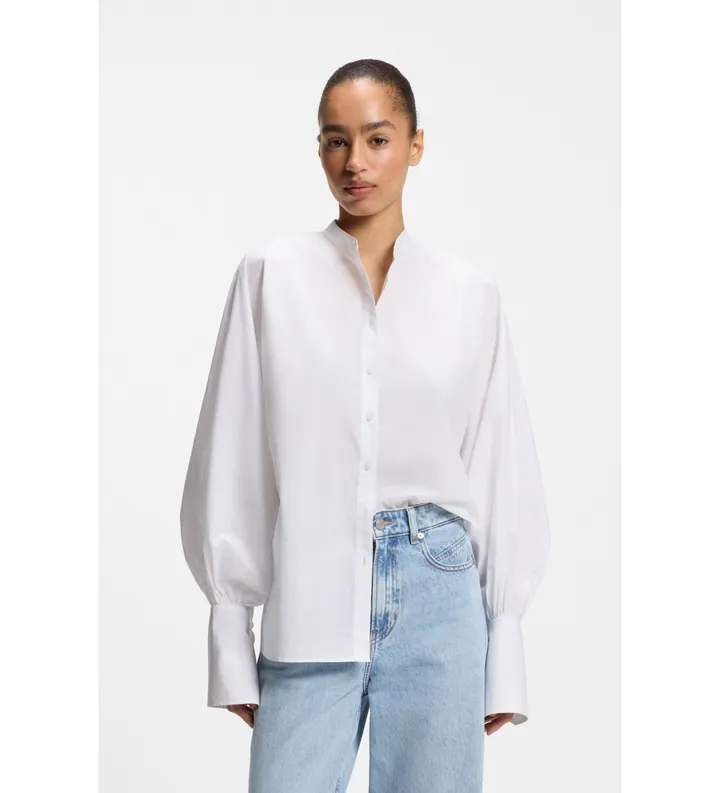 BOSS para mujer. 50564536 Camisa Betta blanca (34), Blanco, Casual, Algodón, Clásico, Manga larga