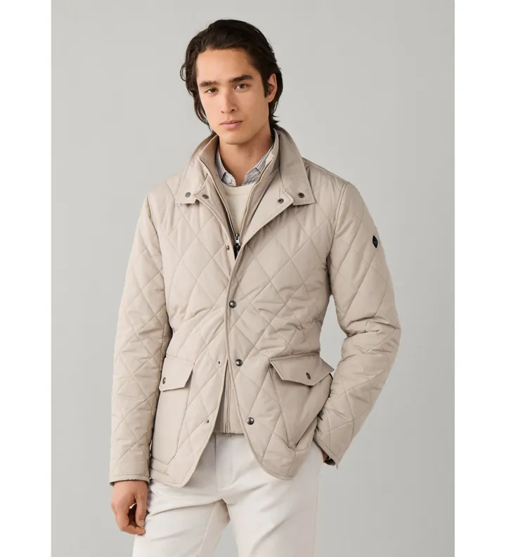 Hackett London para hombre. HM4000242 Chaqueta Paddock beige (L), Casual, Clásico, Poliéster