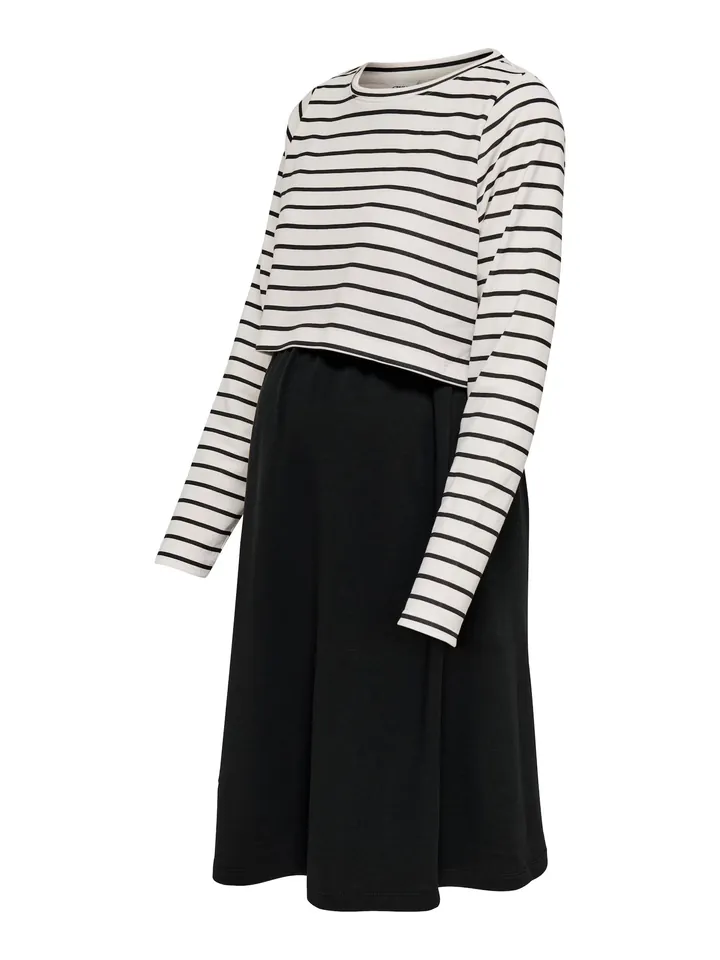 Only Maternity Vestido 'OLMKaylee' negro / blanco